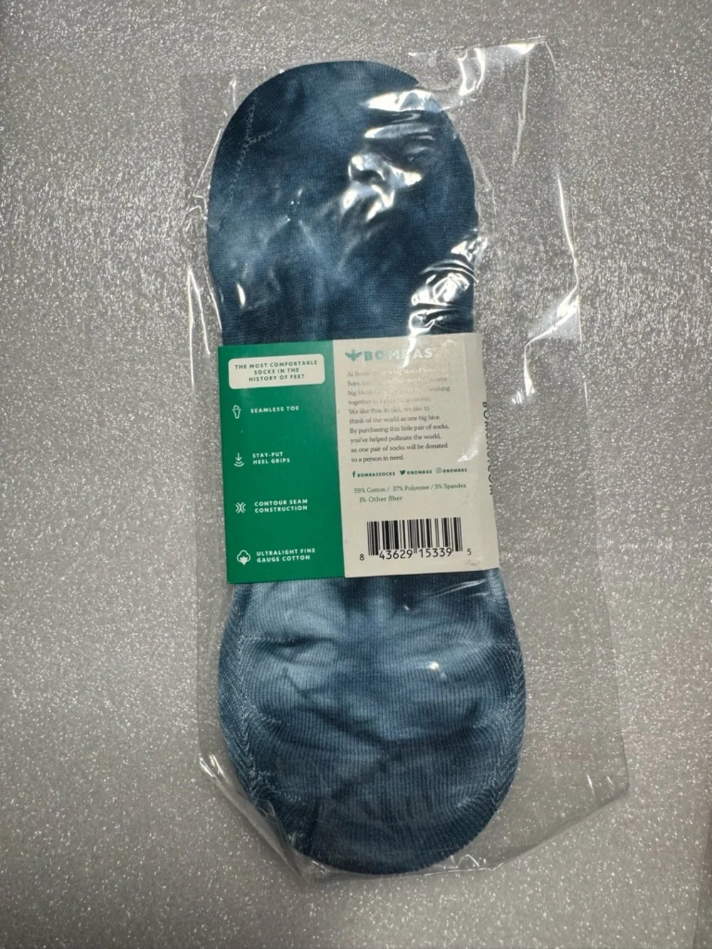 Bombas Unisex Women's Lightweight Tie Dye No Show Socks Size Large 4-Pack